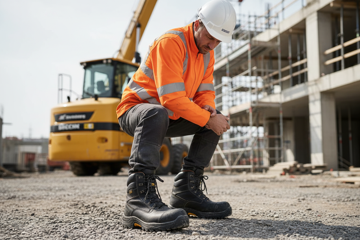 Bouwvakker met werkschoenen